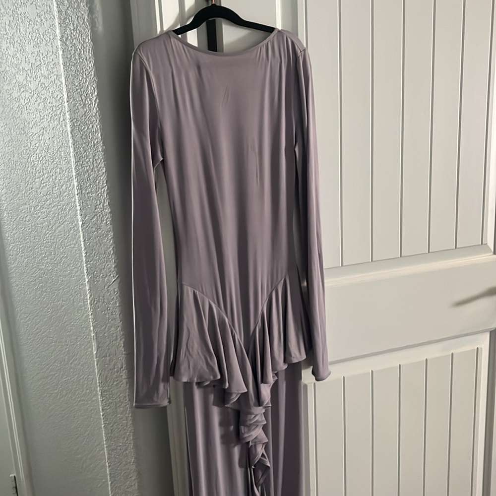 Helsa Maxi Dress Amala Ruffle Gray Lavender Long Sleeve size s - Picture 3 of 4